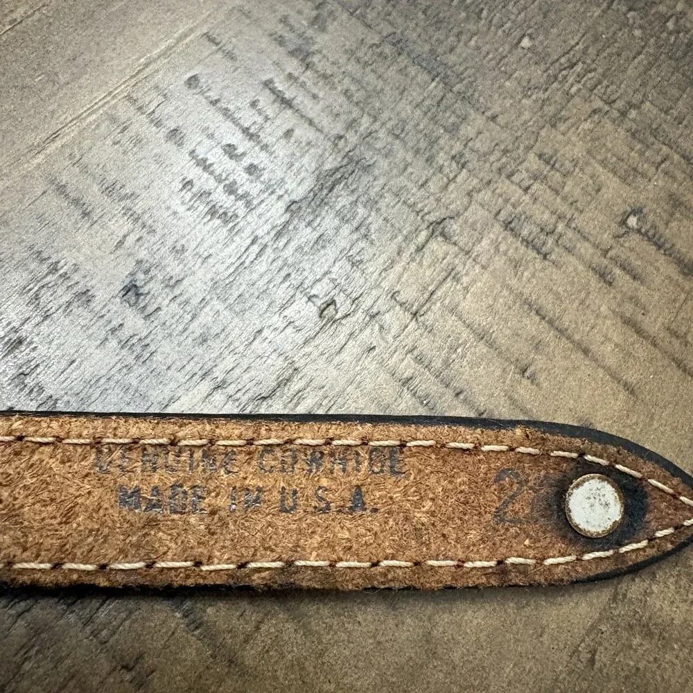 TEX TAN Cowhide Belt Size 28 Made In USA Southwestern Conchos Vintage‎